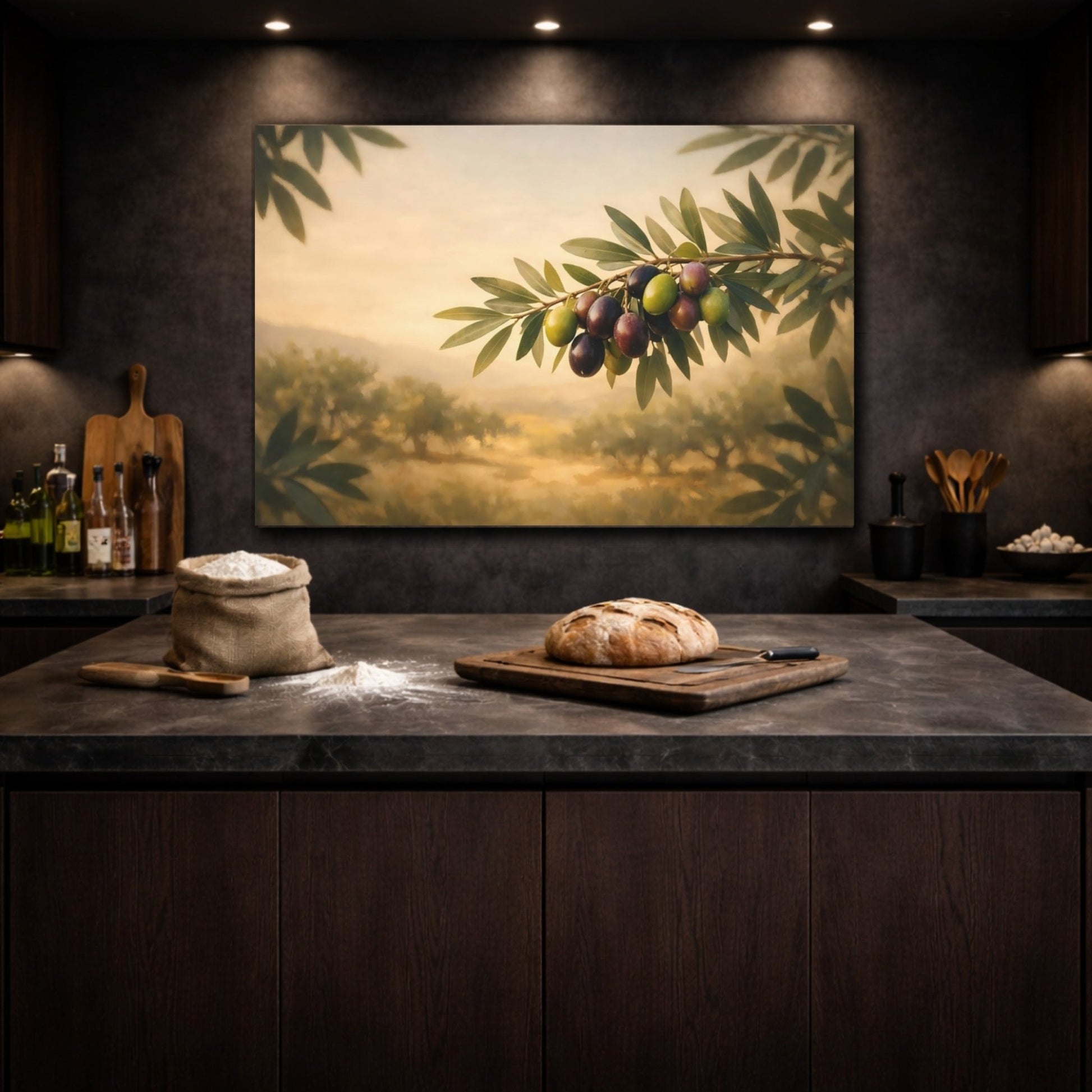 Nature Olive Branch Mediterranean Grove - Canvas Wall Art Print - YesArtYes