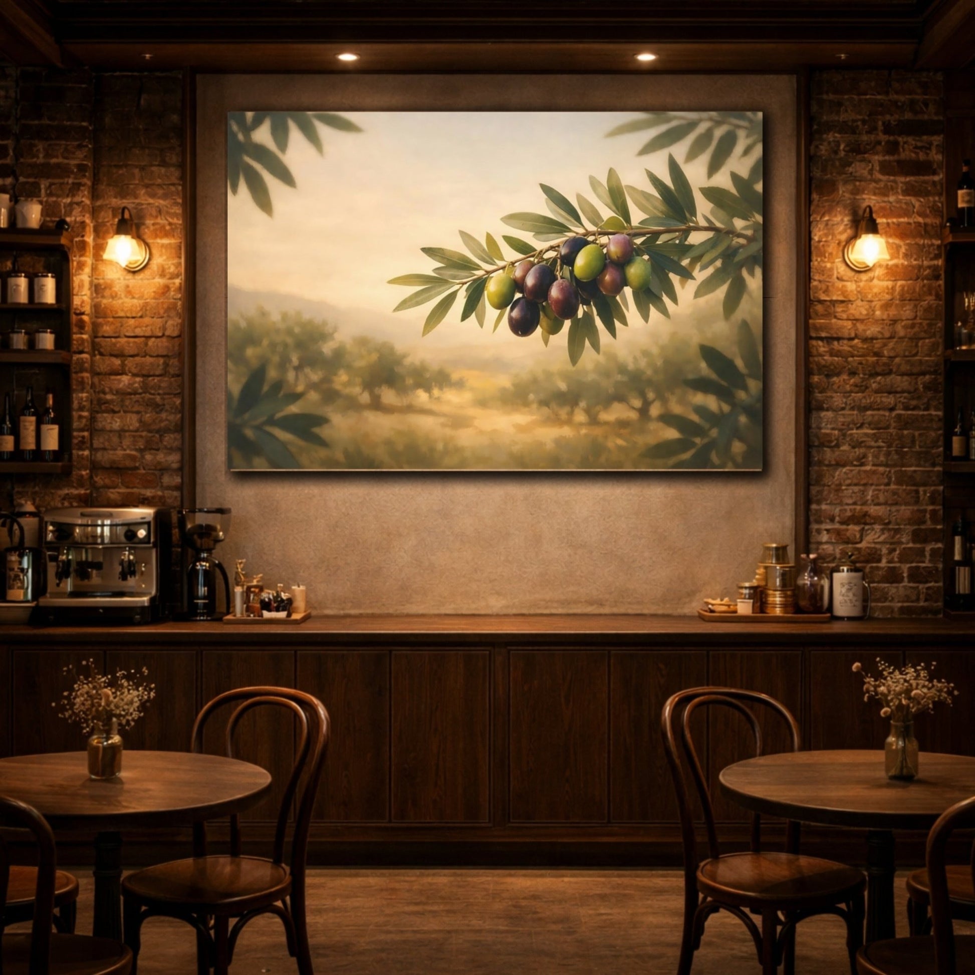Nature Olive Branch Mediterranean Grove - Canvas Wall Art Print - YesArtYes