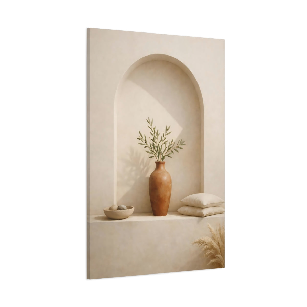 Nature Olive Branch Natural Tones shown as stretched canvas wall art
