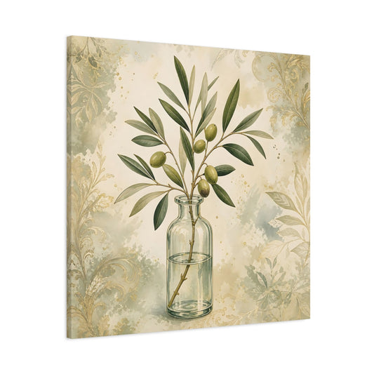 Main Mockup. Nature Olive Branch Olive Branch Decor shown as stretched canvas wall art