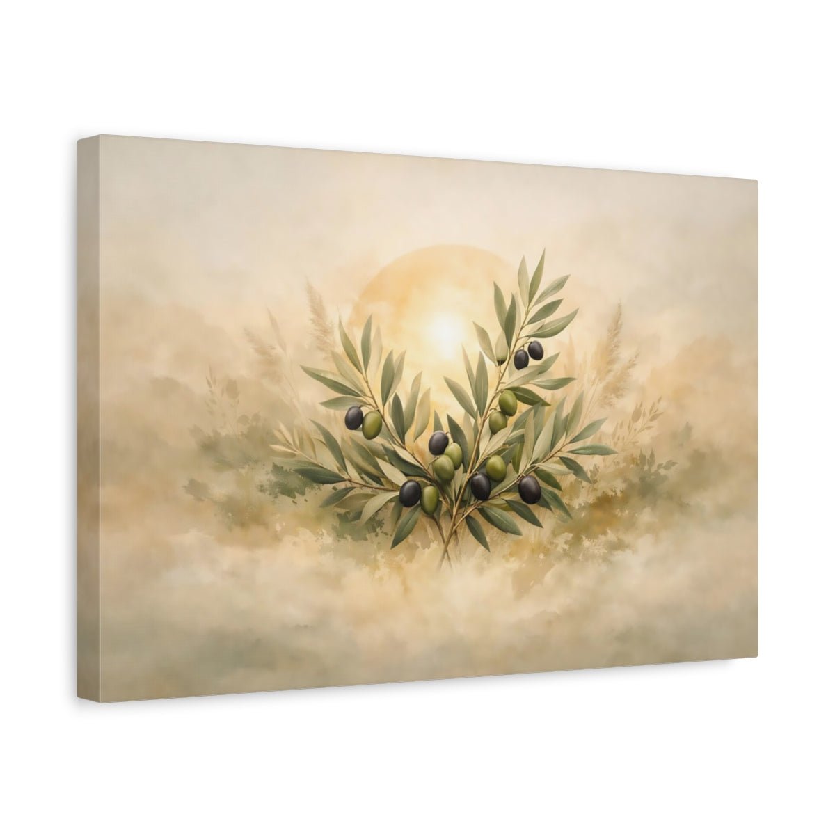 Nature Olive Branches Green - Canvas Wall Art Print - YesArtYes