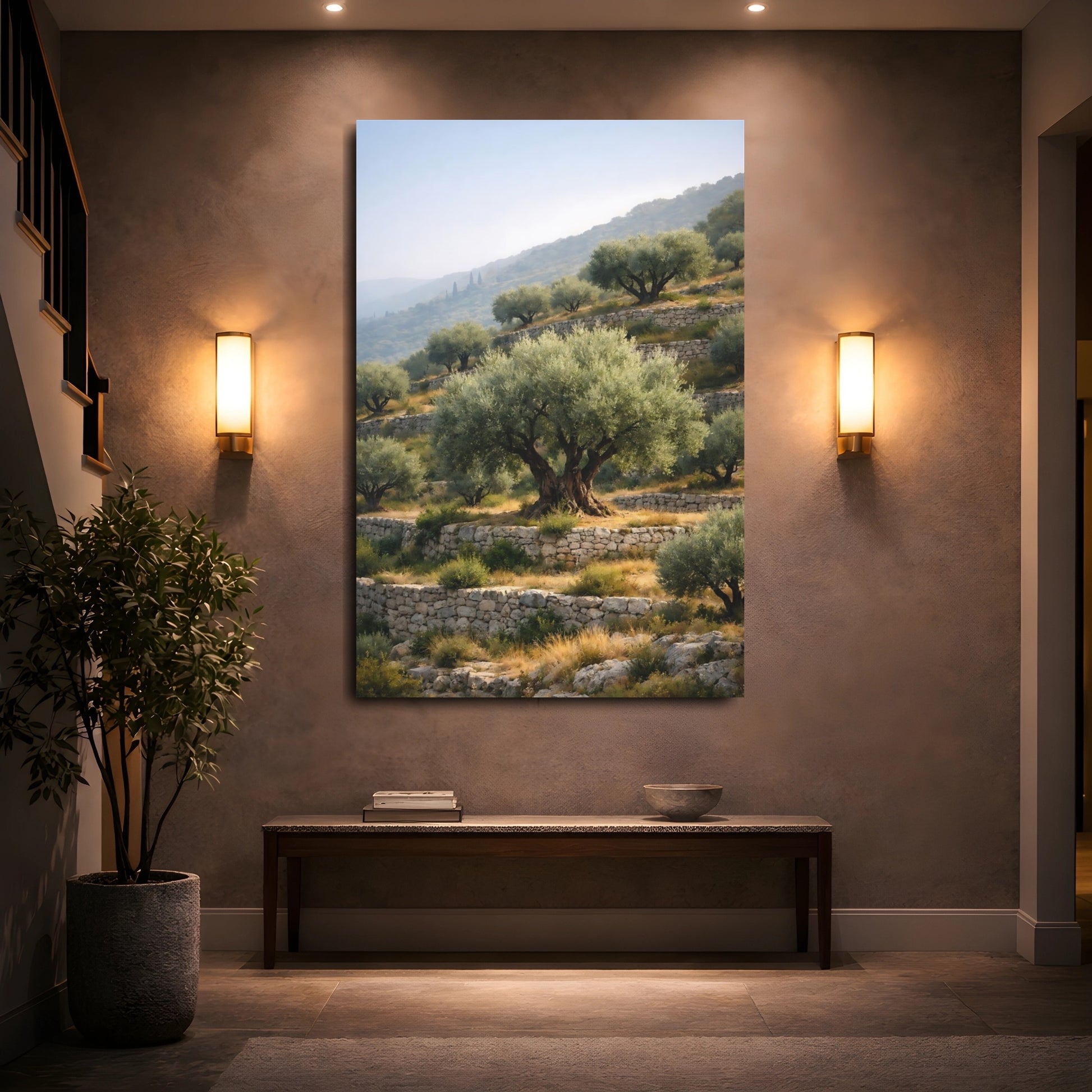 Mockup 4. Nature Olive Grove Olive Grove Landscape shown as stretched canvas wall art