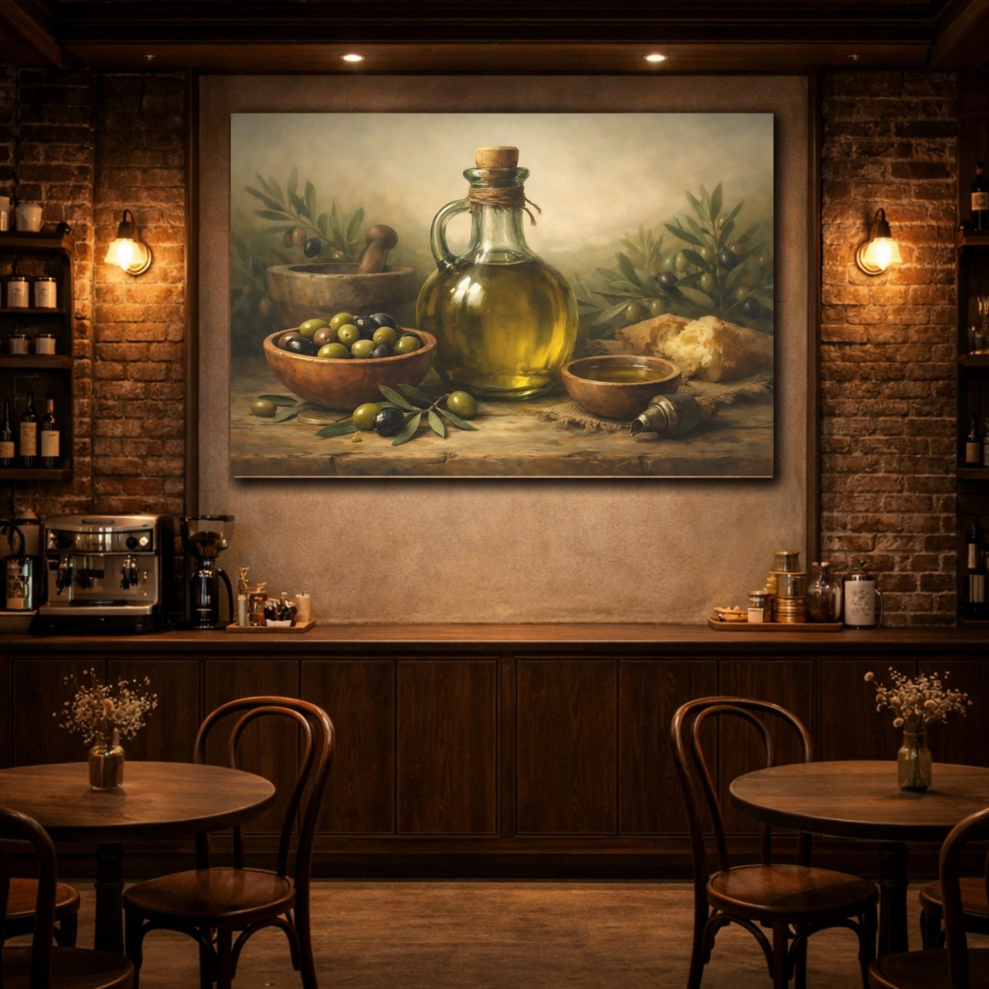 Nature Olive Oil Still Life - Canvas Wall Art Print - YesArtYes