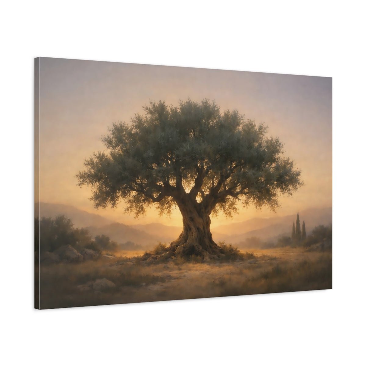 Nature Olive Tree Golden Landscape - Canvas Wall Art Print - YesArtYes
