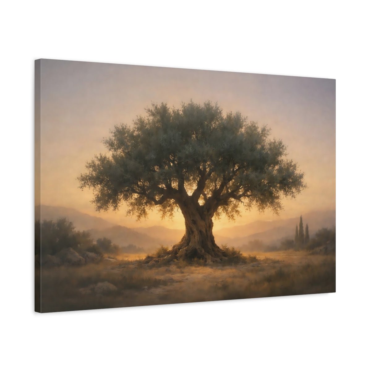 Nature Olive Tree Golden Landscape - Canvas Wall Art Print - YesArtYes