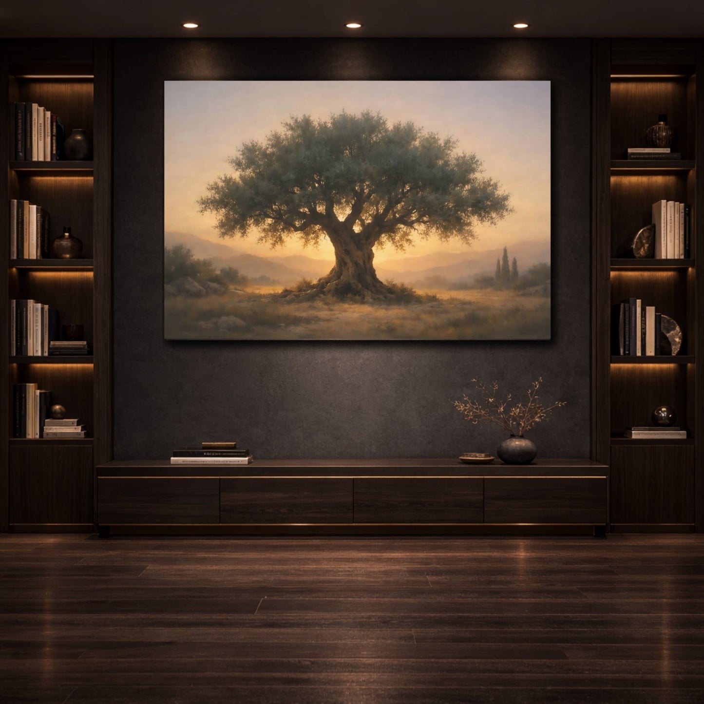 Nature Olive Tree Golden Landscape - Canvas Wall Art Print - YesArtYes