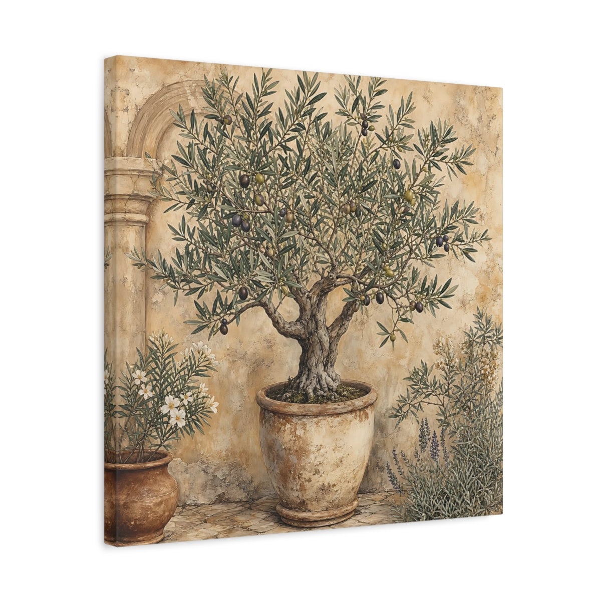 Side Mockup 5. Nature Olive Tree Olive Tree Green shown as stretched canvas wall art