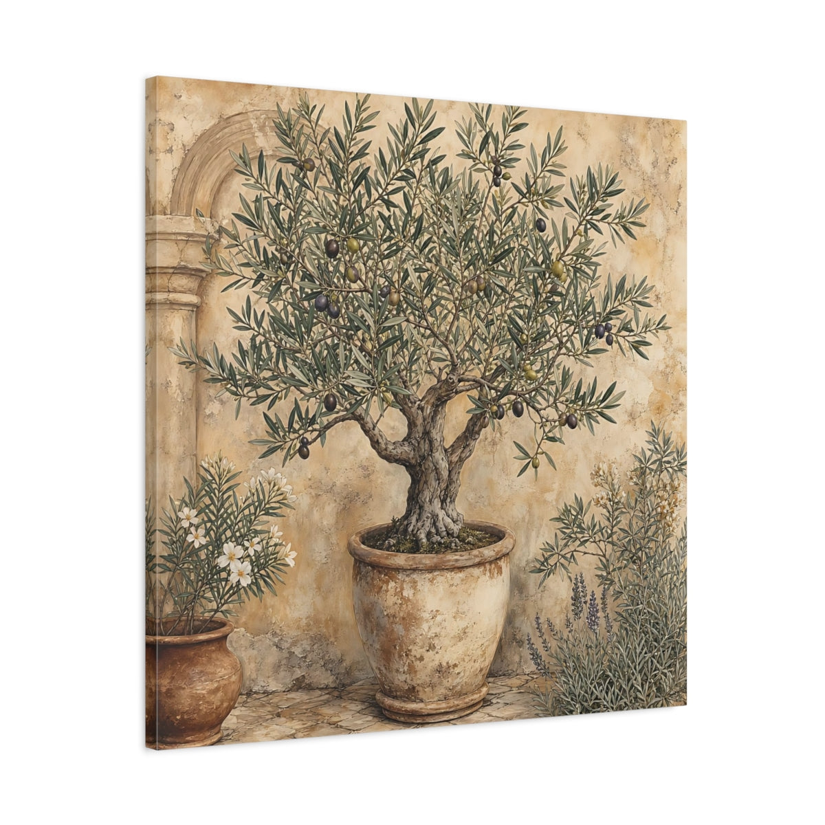 Side Mockup 3. Nature Olive Tree Olive Tree Green shown as stretched canvas wall art