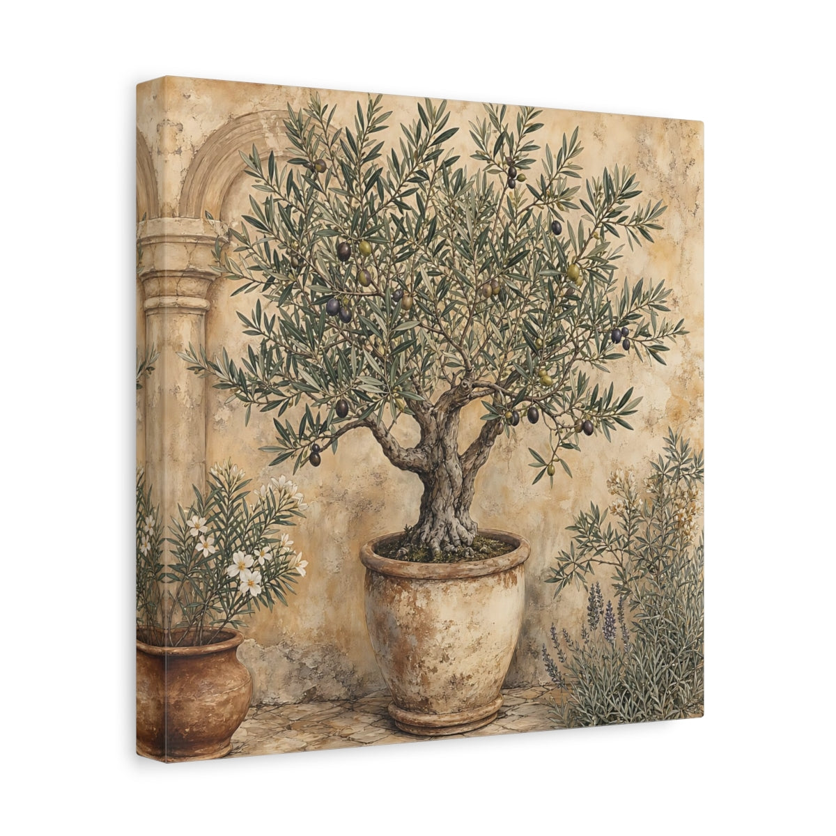 Side Mockup 8. Nature Olive Tree Olive Tree Green shown as stretched canvas wall art