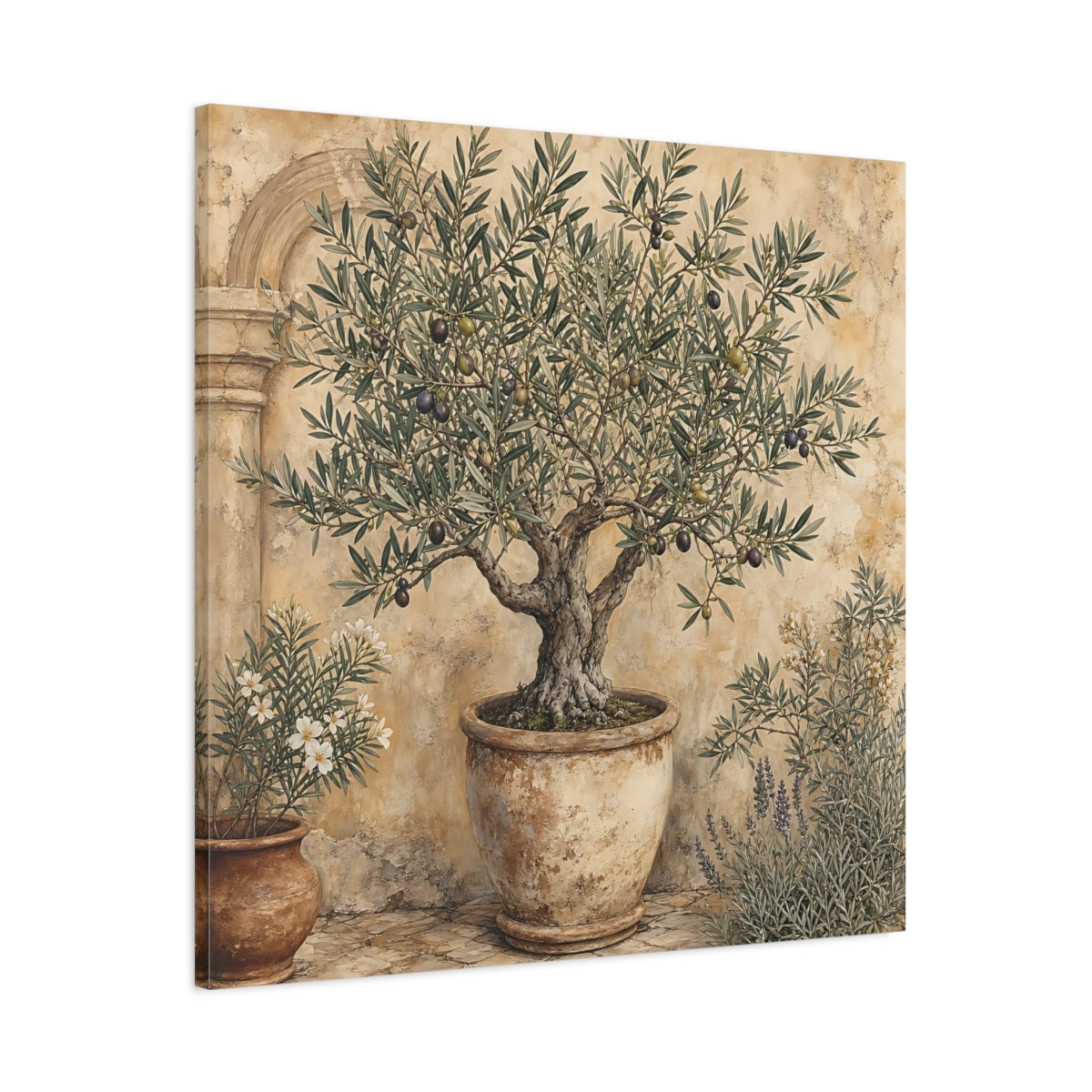 Main Mockup. Nature Olive Tree Olive Tree Green shown as stretched canvas wall art