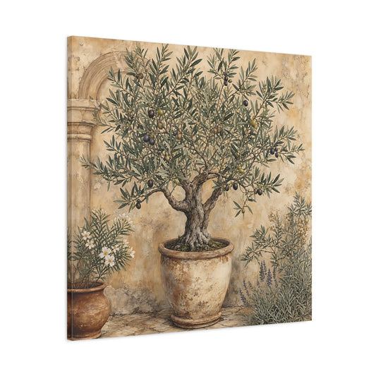 Main Mockup. Nature Olive Tree Olive Tree Green shown as stretched canvas wall art
