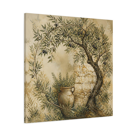 Main Mockup. Nature Olive Tree Rustic Olive shown as stretched canvas wall art