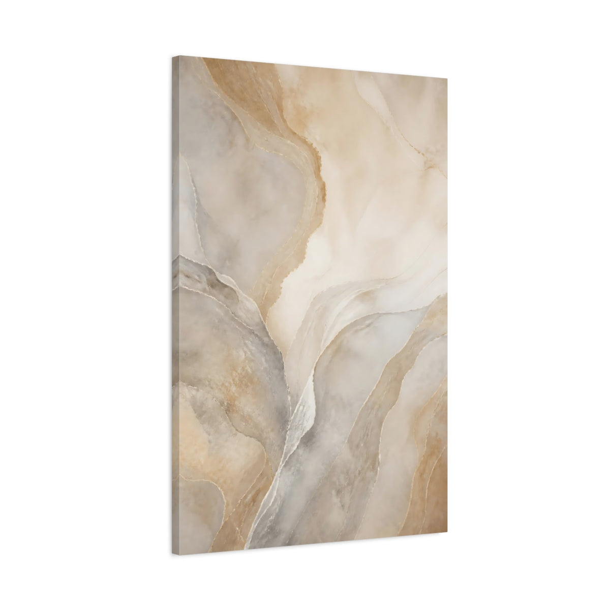 Main Mockup. Nature Onyx Texture Beige And Gold shown as stretched canvas wall art