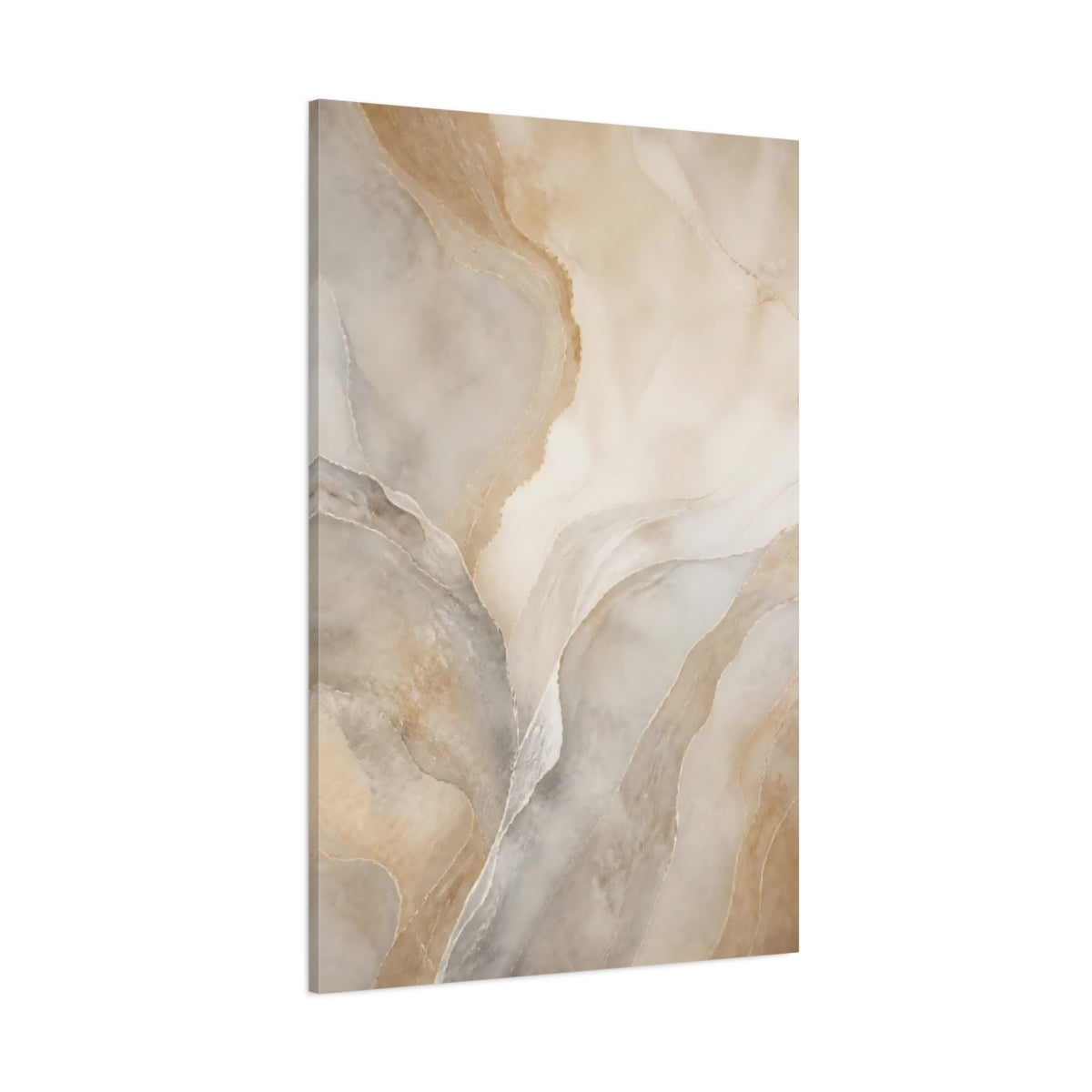 Side Mockup 1. Nature Onyx Texture Beige And Gold shown as stretched canvas wall art