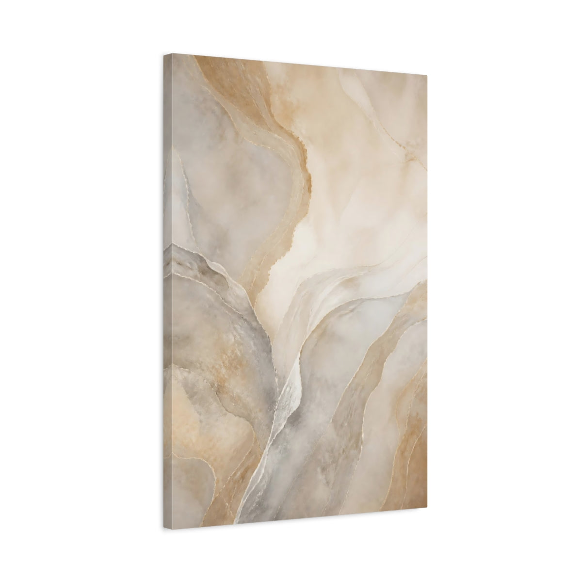 Side Mockup 2. Nature Onyx Texture Beige And Gold shown as stretched canvas wall art