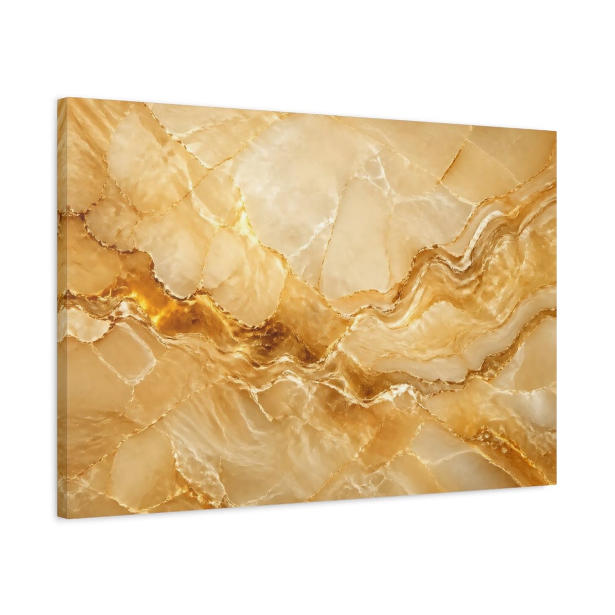 Side Mockup 2. Nature Onyx Texture Gold Onyx shown as stretched canvas wall art