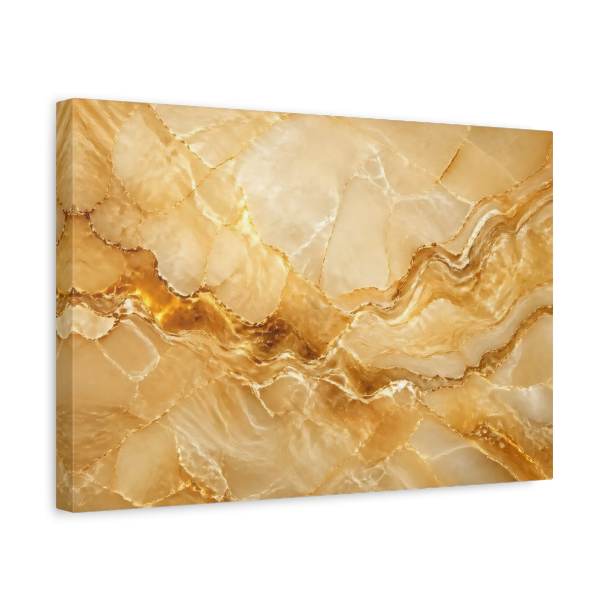 Side Mockup 4. Nature Onyx Texture Gold Onyx shown as stretched canvas wall art