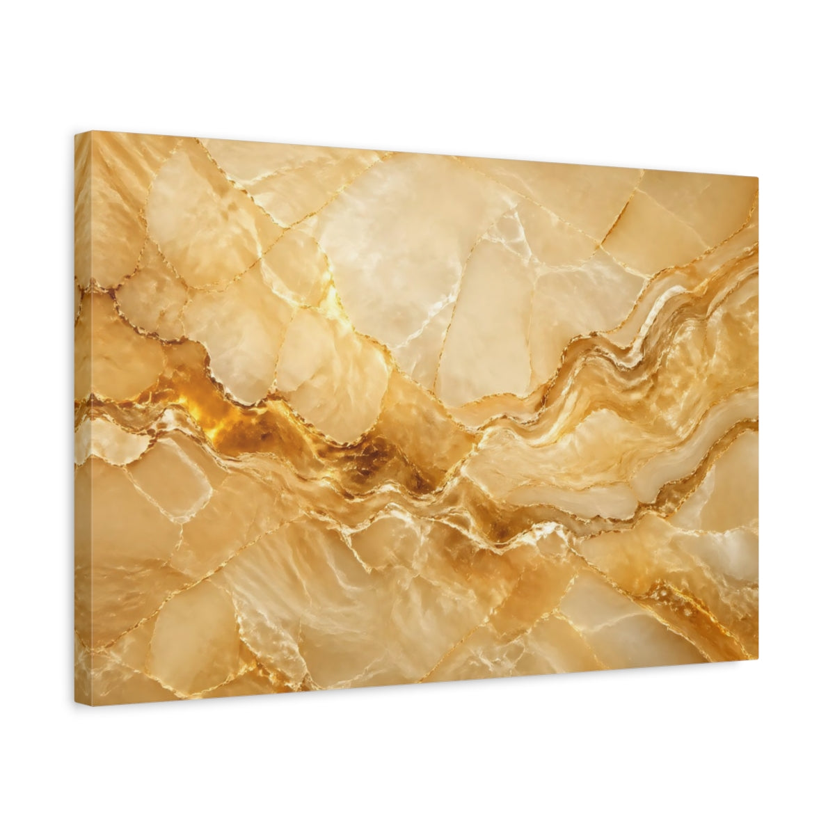 Side Mockup 3. Nature Onyx Texture Gold Onyx shown as stretched canvas wall art