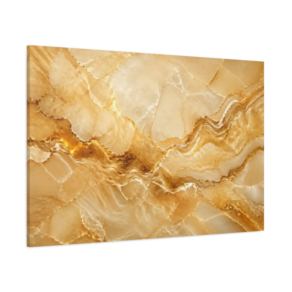 Side Mockup 1. Nature Onyx Texture Gold Onyx shown as stretched canvas wall art