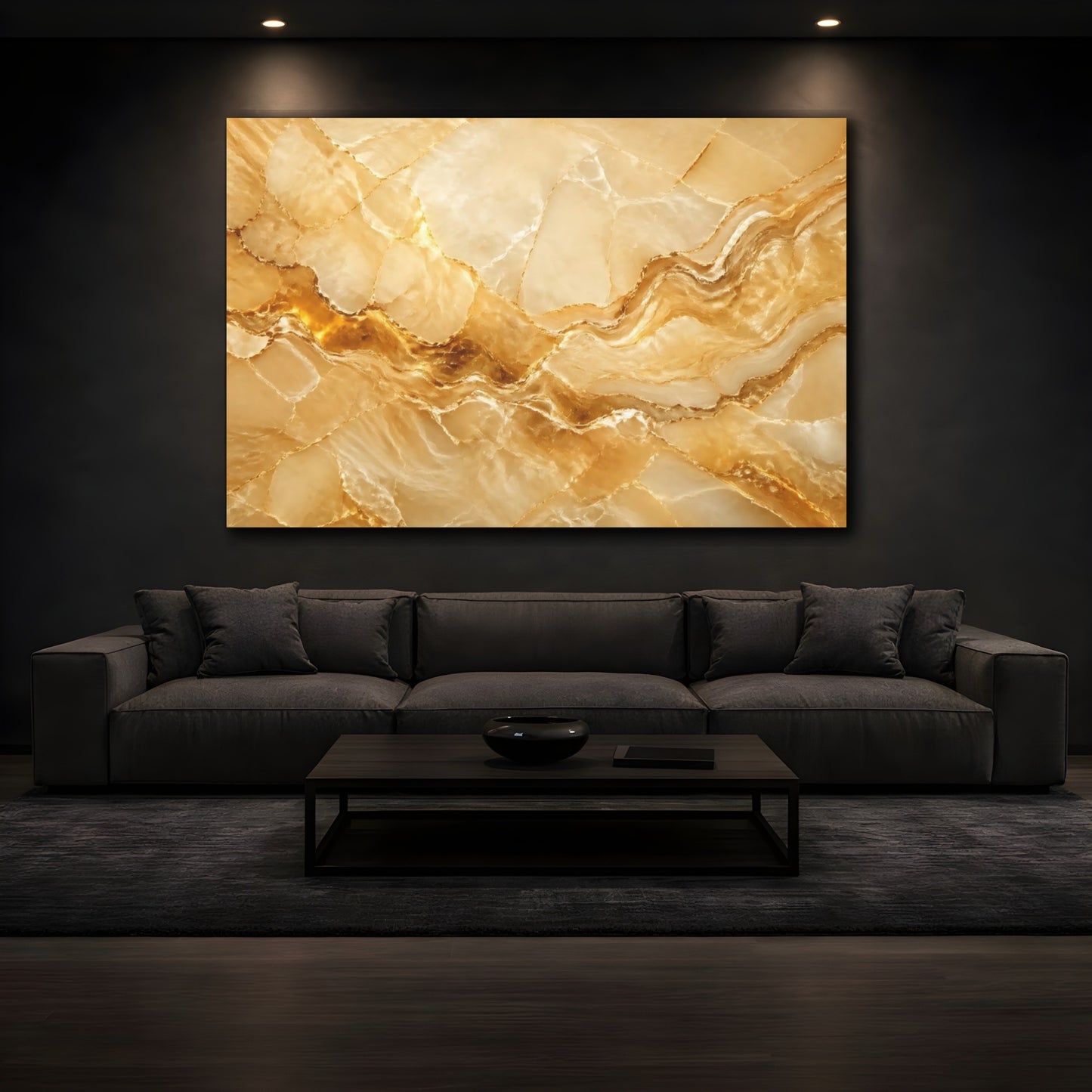 Mockup 3. Nature Onyx Texture Gold Onyx shown as stretched canvas wall art