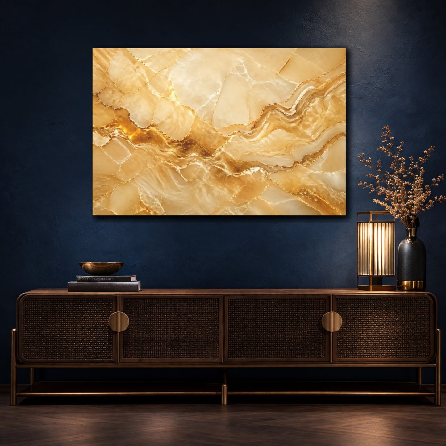 Mockup 4. Nature Onyx Texture Gold Onyx shown as stretched canvas wall art
