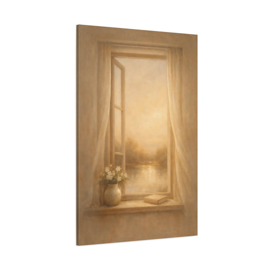 Main Mockup. Nature Open Window Warm Tones shown as stretched canvas wall art