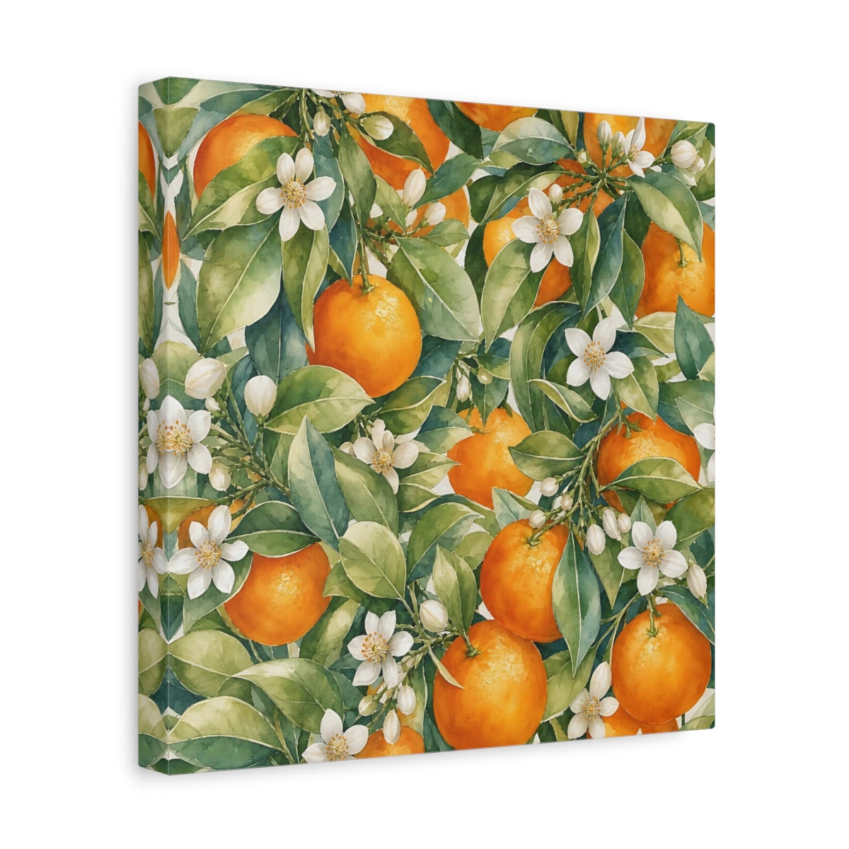 Side Mockup 8. Nature Oranges Orange Botanical shown as stretched canvas wall art