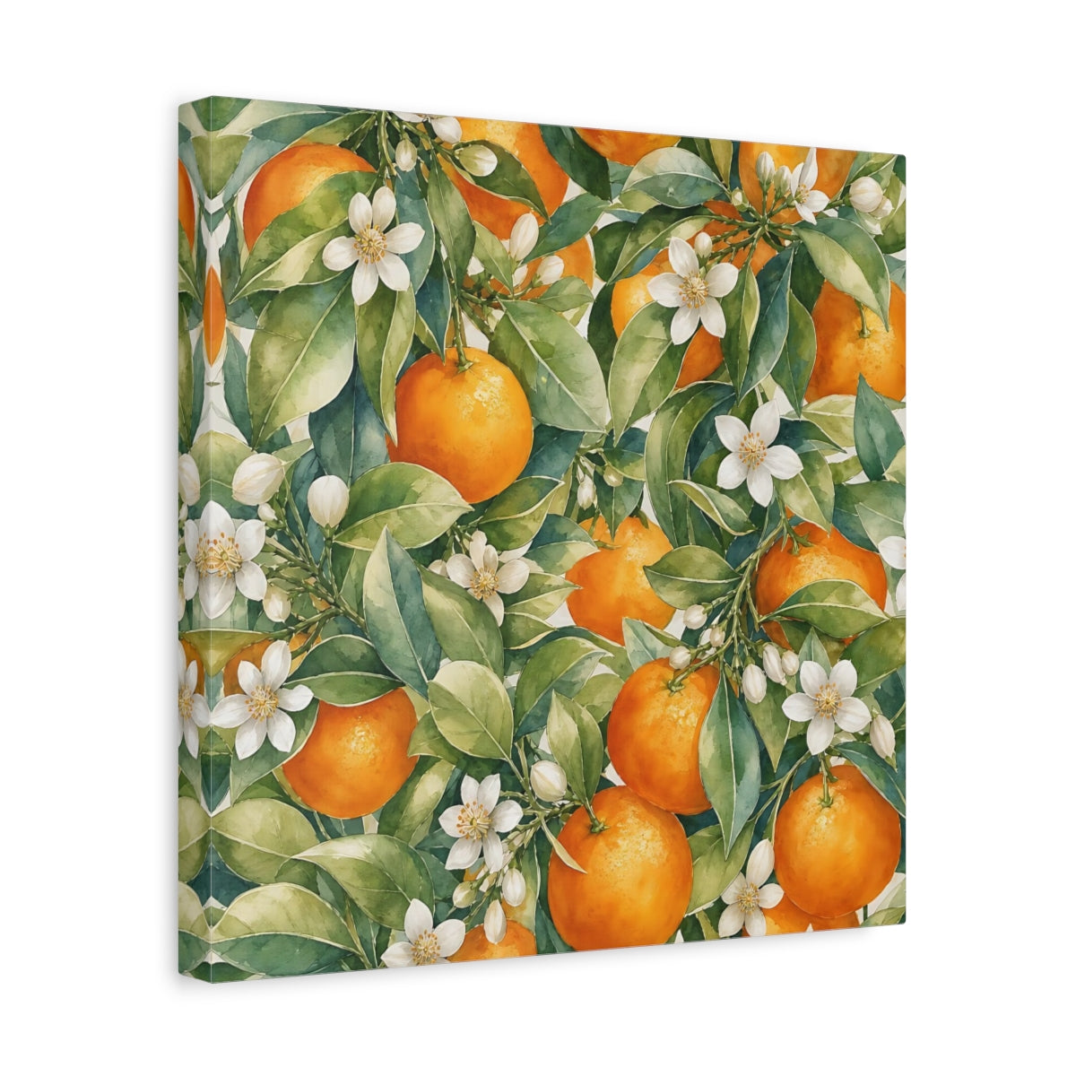 Side Mockup 7. Nature Oranges Orange Botanical shown as stretched canvas wall art