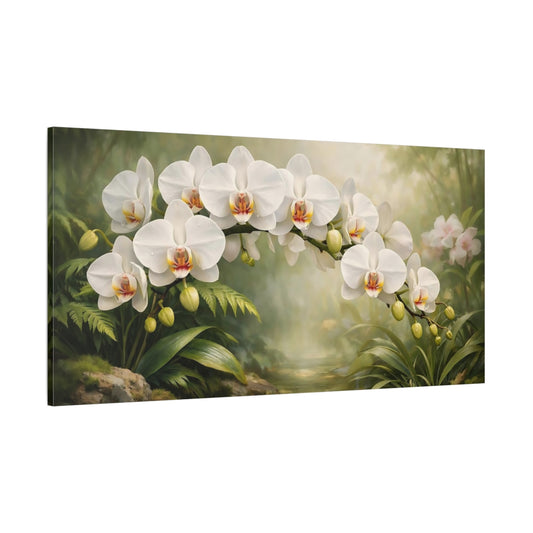 Main Mockup. Nature Orchid Flowers White Orchid shown as stretched canvas wall art
