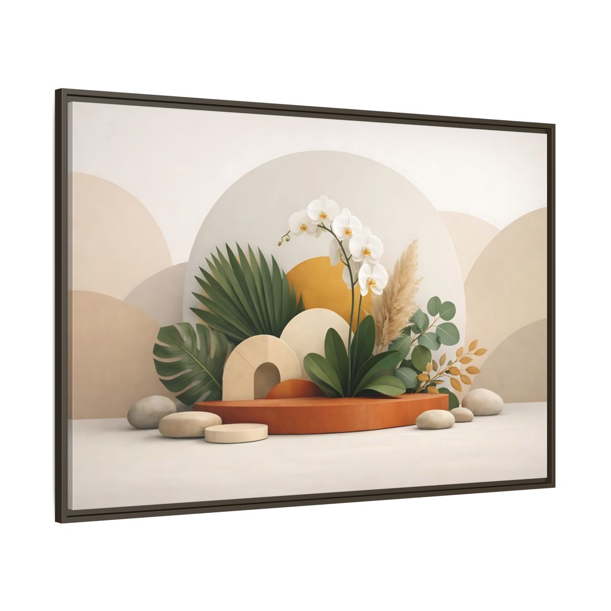 Main Mockup. Nature Orchid Neutral Botanical shown as stretched canvas wall art