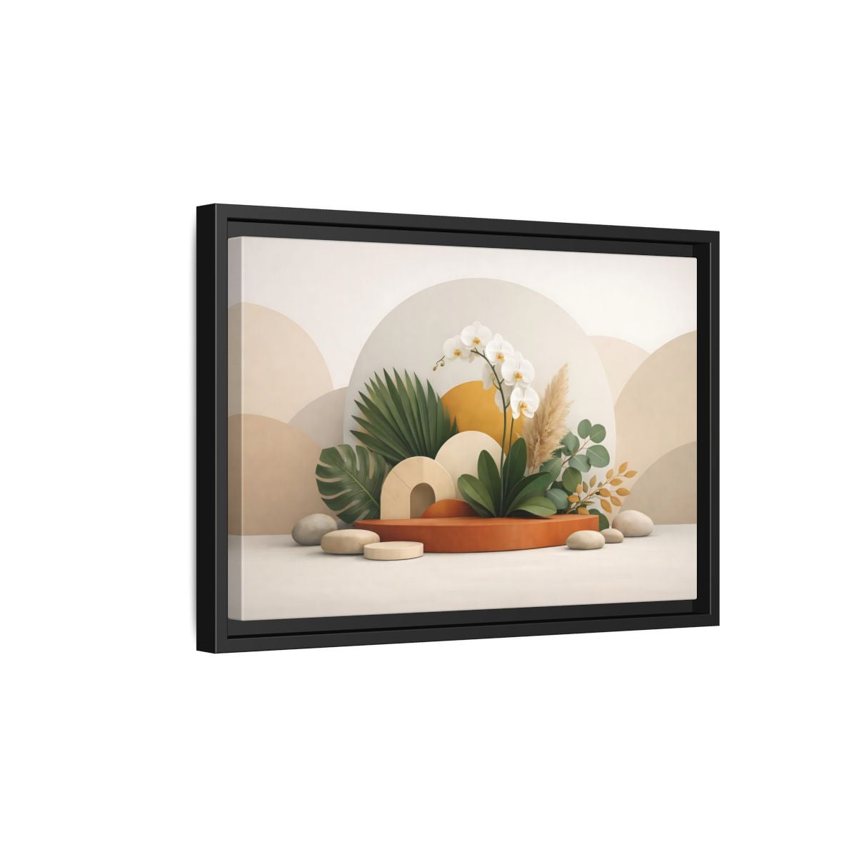Side Mockup 6. Nature Orchid Neutral Botanical shown as stretched canvas wall art