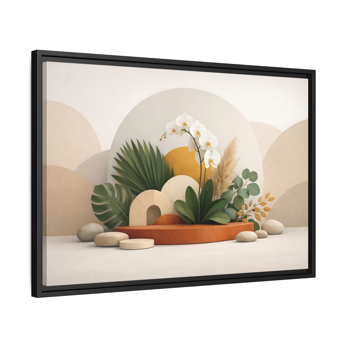 Side Mockup 14. Nature Orchid Neutral Botanical shown as stretched canvas wall art