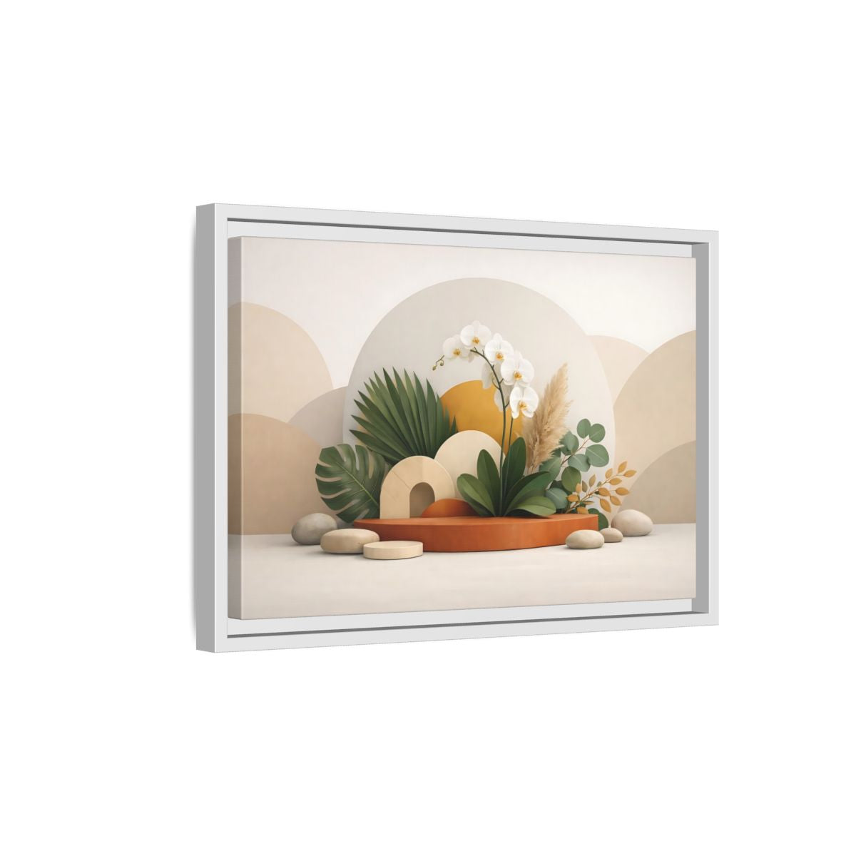 Side Mockup 4. Nature Orchid Neutral Botanical shown as stretched canvas wall art