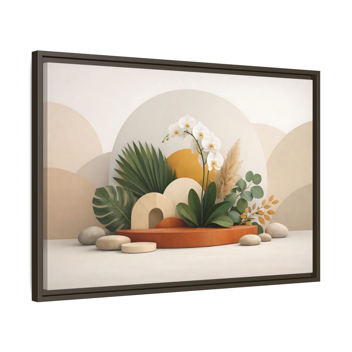 Side Mockup 11. Nature Orchid Neutral Botanical shown as stretched canvas wall art