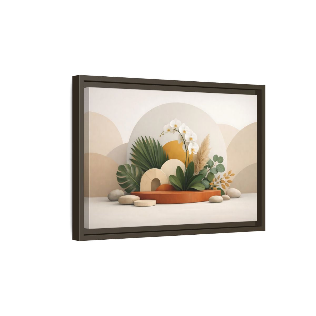 Side Mockup 5. Nature Orchid Neutral Botanical shown as stretched canvas wall art
