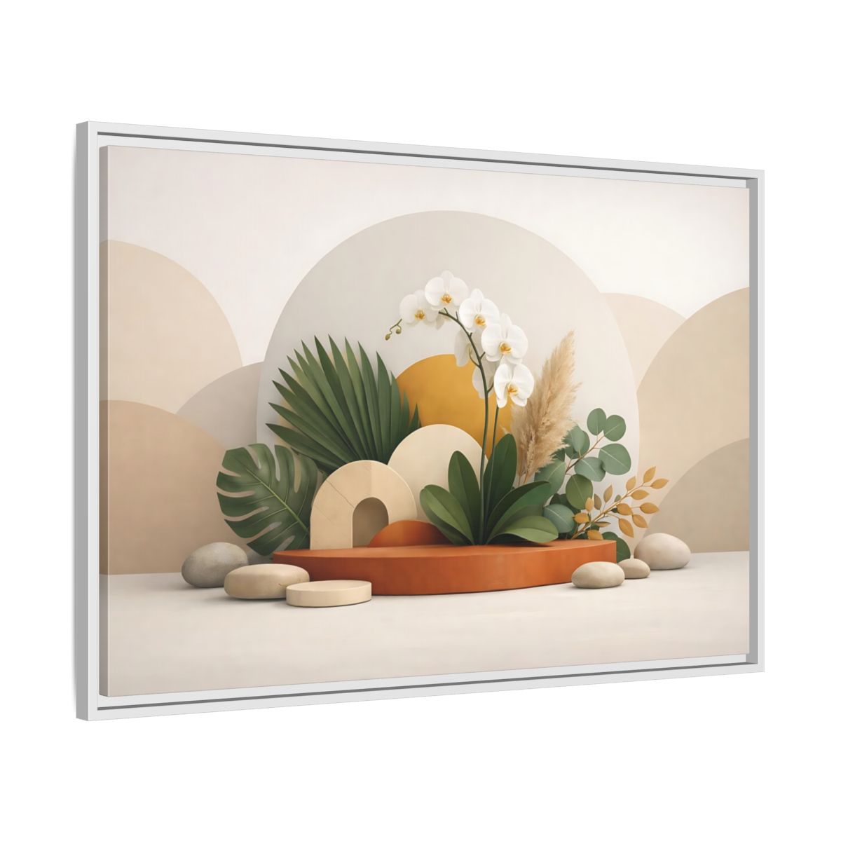 Side Mockup 8. Nature Orchid Neutral Botanical shown as stretched canvas wall art