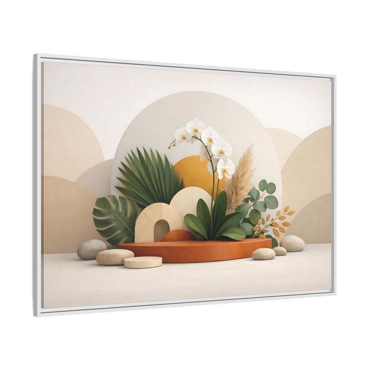 Side Mockup 7. Nature Orchid Neutral Botanical shown as stretched canvas wall art