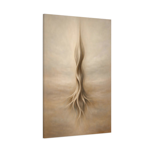 Main Mockup. Nature Organic Form Brown And Beige Abstract shown as stretched canvas wall art