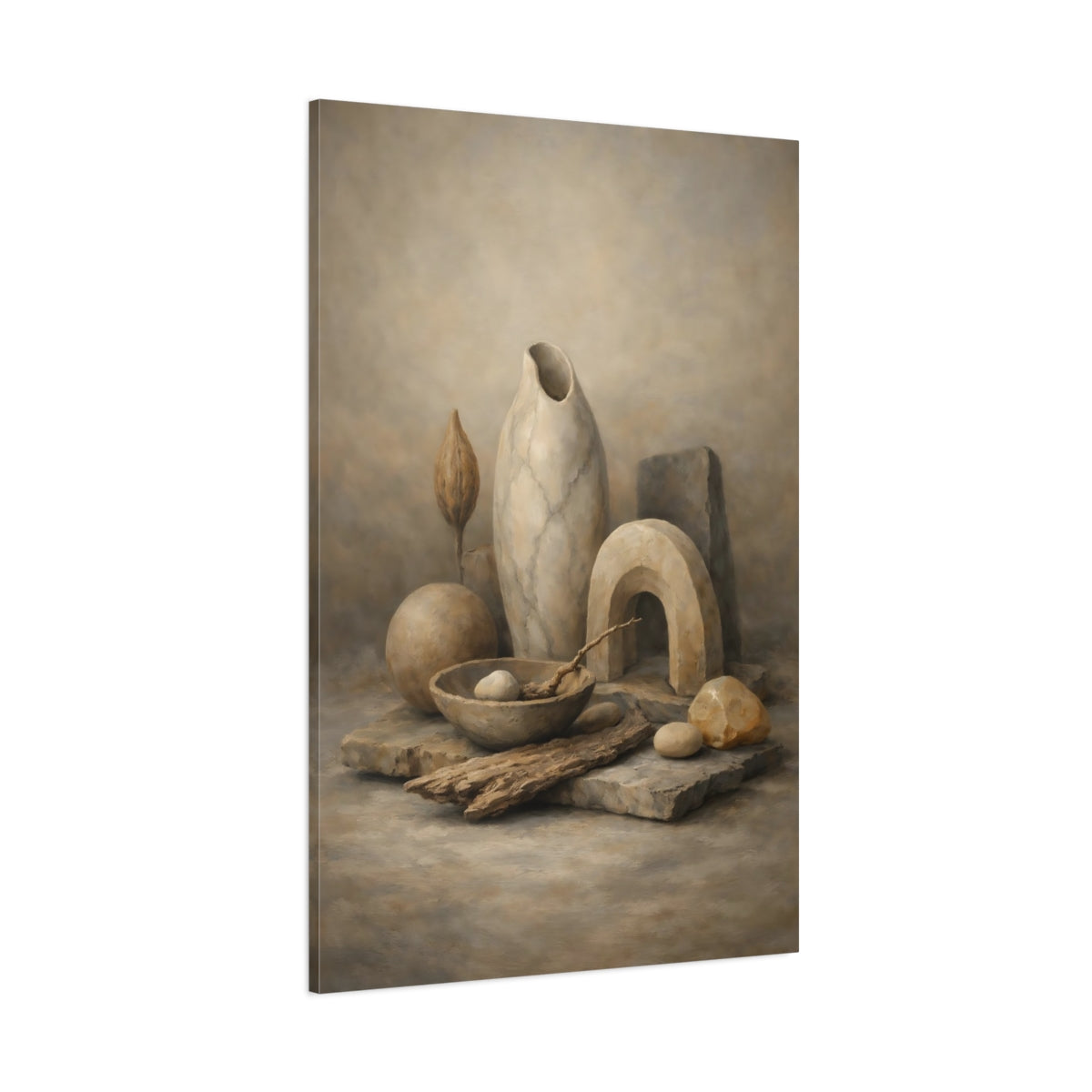 Main Mockup. Nature Organic Still Life Neutral Tones Still Life shown as stretched canvas wall art