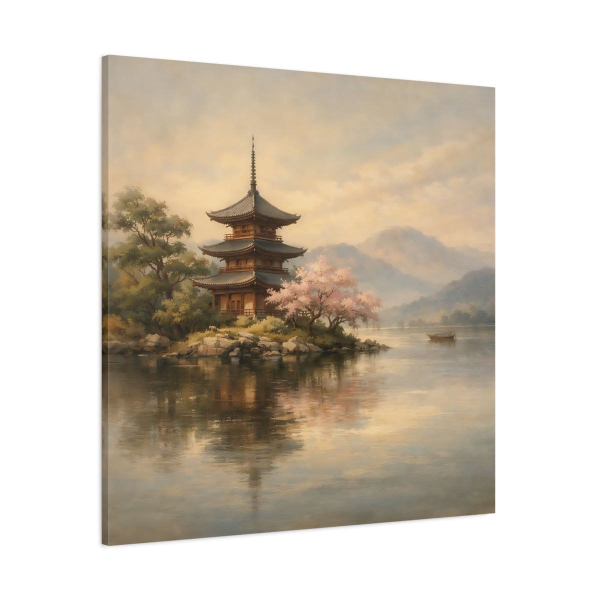 Main Mockup. Nature Pagoda Pagoda Landscape shown as stretched canvas wall art