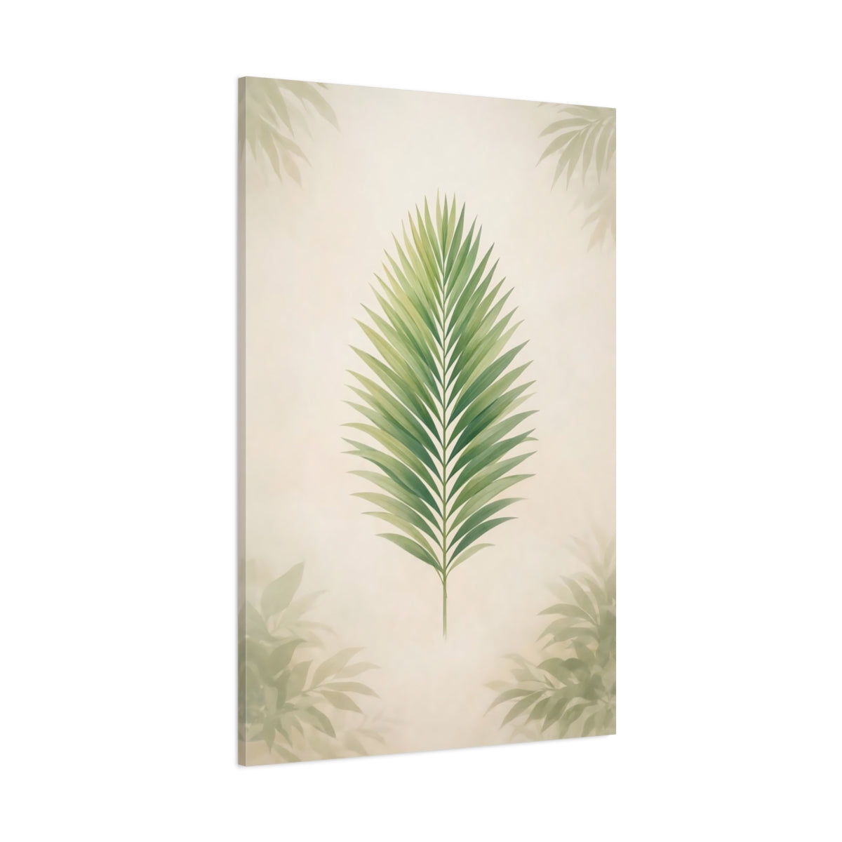 Nature Palm Leaf Green Palm Leaf shown as stretched canvas wall art