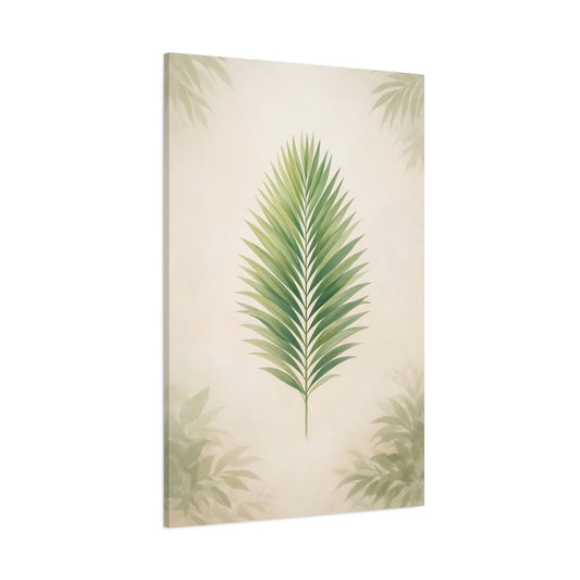 Nature Palm Leaf Green Palm Leaf shown as stretched canvas wall art