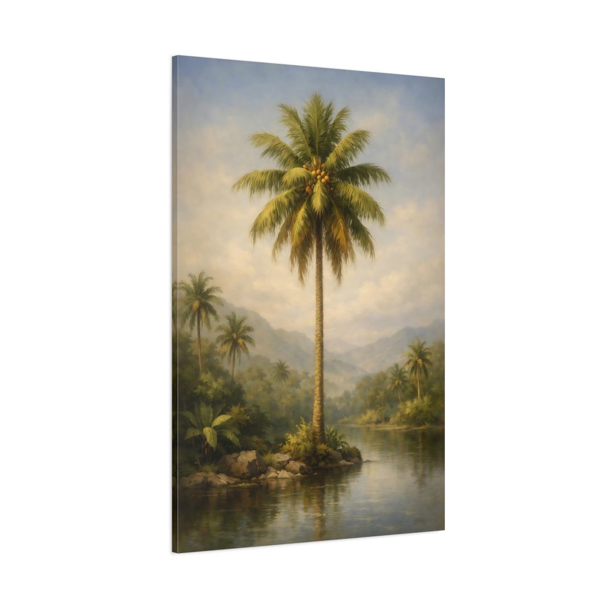 Main Mockup. Nature Palm Tree Tropical Landscape shown as stretched canvas wall art