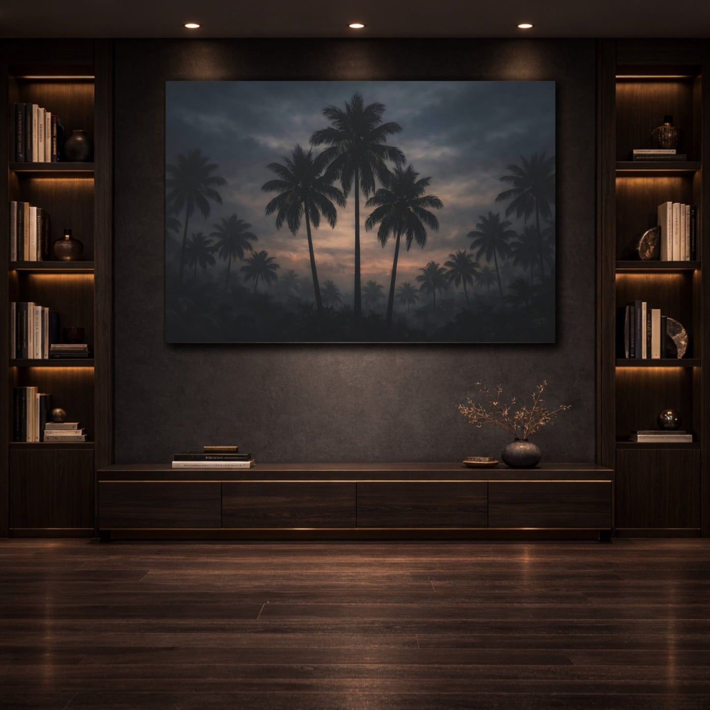 Nature Palm Trees Dark Tropical - Canvas Wall Art Print - YesArtYes