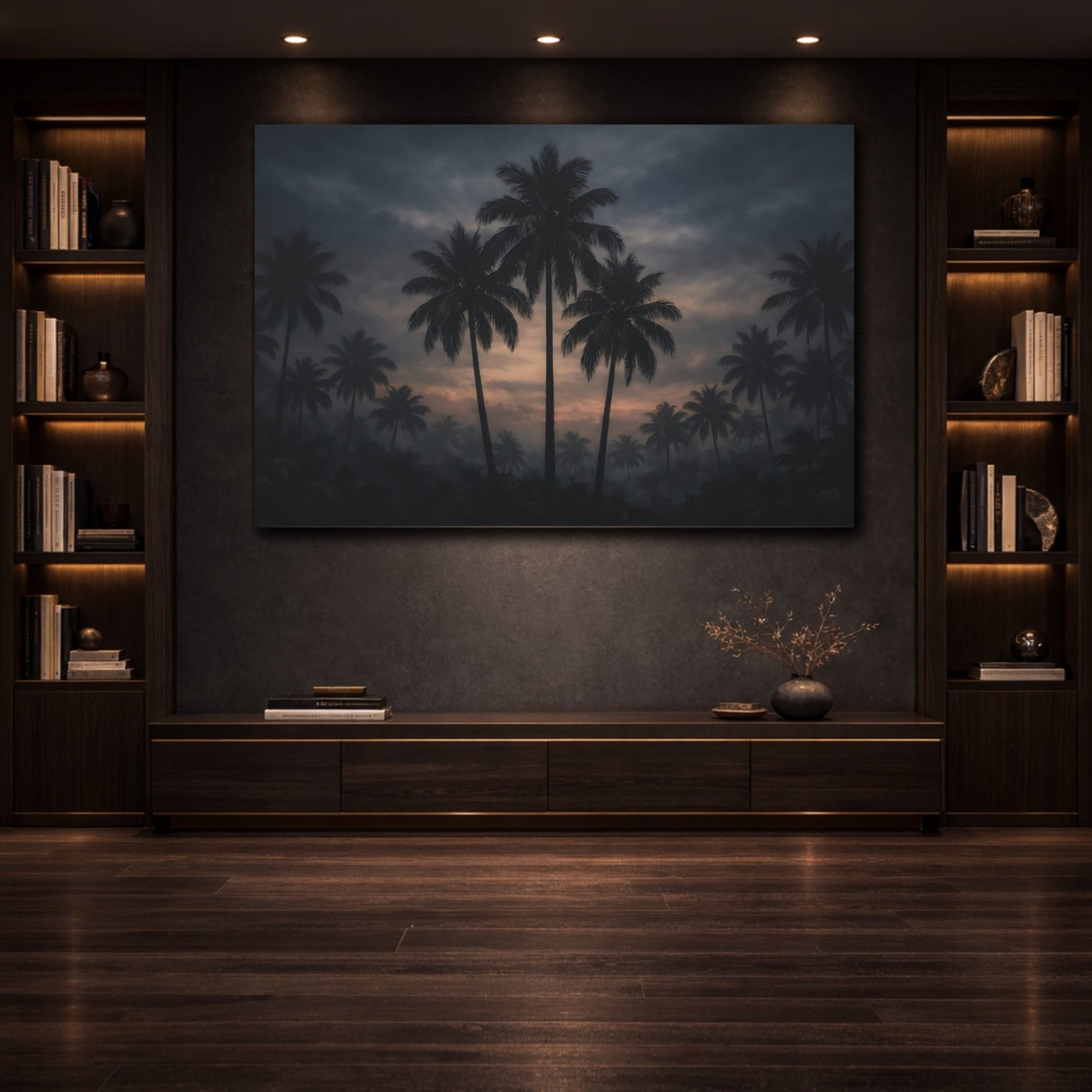 Nature Palm Trees Dark Tropical - Canvas Wall Art Print - YesArtYes