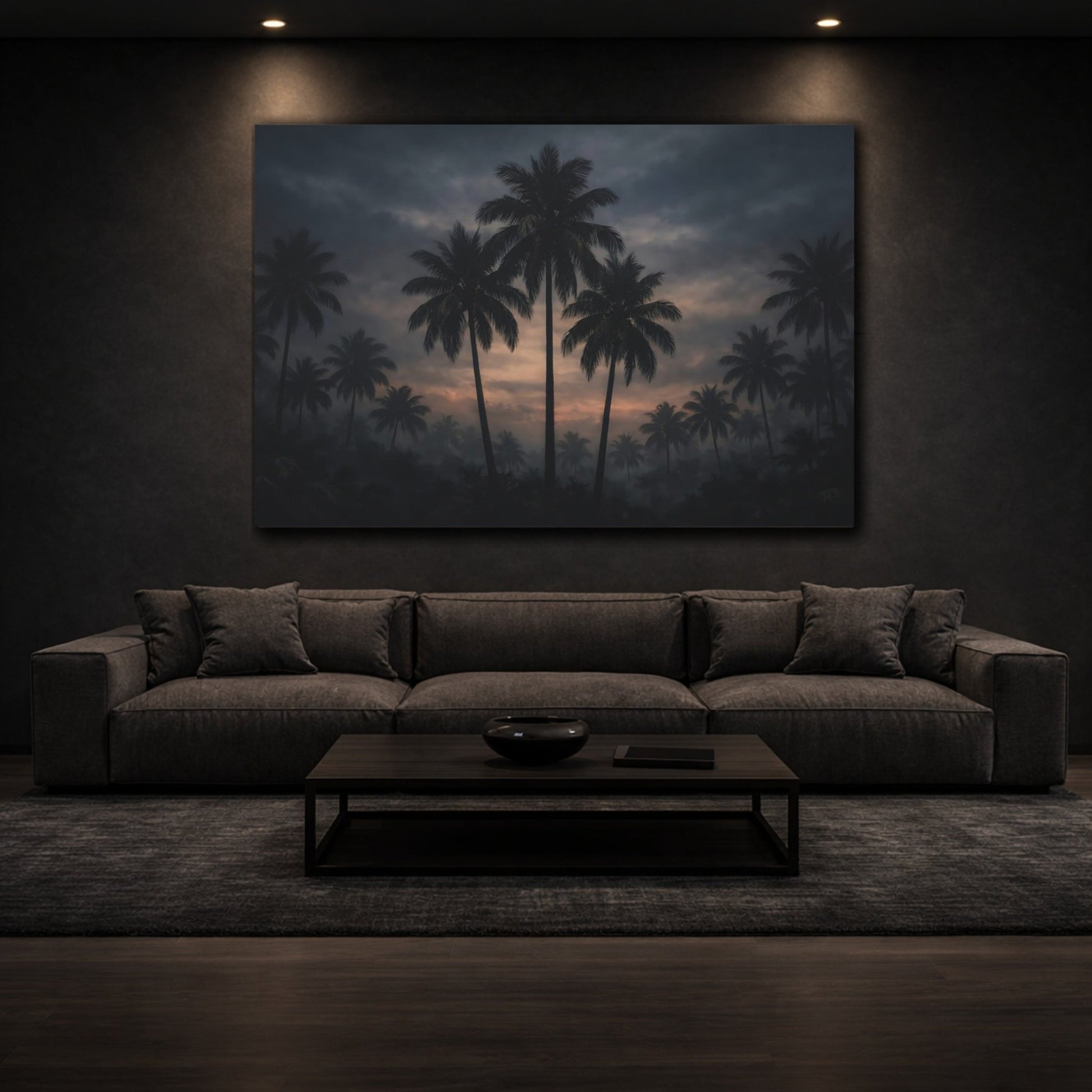 Nature Palm Trees Dark Tropical - Canvas Wall Art Print - YesArtYes
