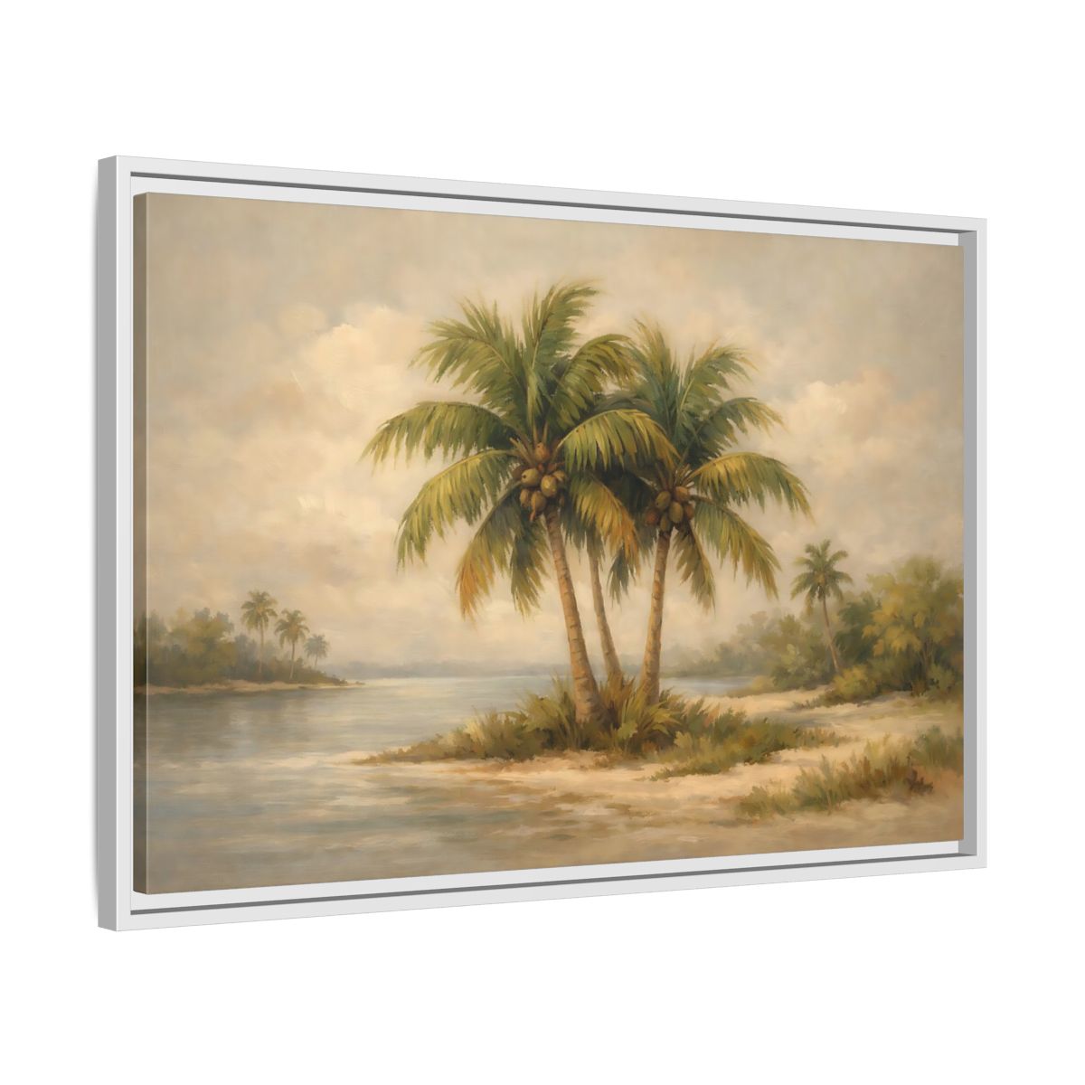 Side Mockup 10. Nature Palm Trees Tropical Beach shown as stretched canvas wall art