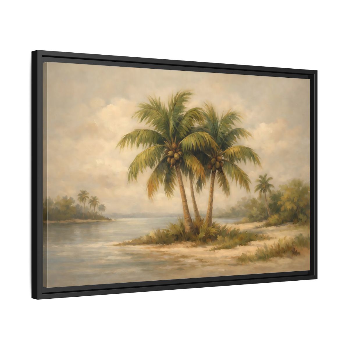 Side Mockup 14. Nature Palm Trees Tropical Beach shown as stretched canvas wall art