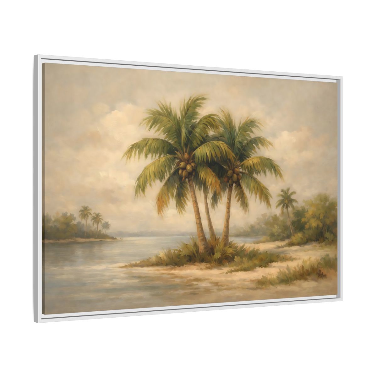 Side Mockup 7. Nature Palm Trees Tropical Beach shown as stretched canvas wall art