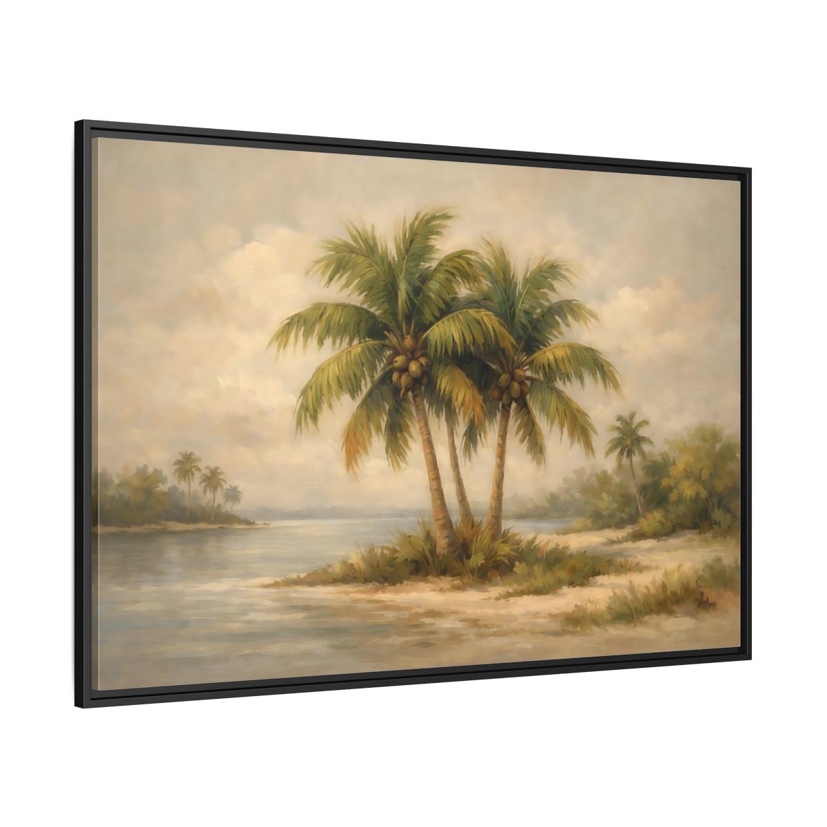 Side Mockup 12. Nature Palm Trees Tropical Beach shown as stretched canvas wall art